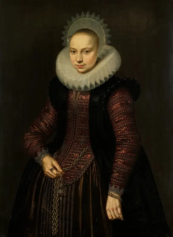 Portrait of Brechtje Overrijn van Schoterbosch (1592-1618) Wall Art by Cornelis van der Voort - High-Resolution Digital Print