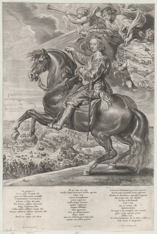 Portrait of Cardinal-Infante Ferdinand of Austria, on horseback Wall Art by Anton van der Does - High-Resolution Digital Print