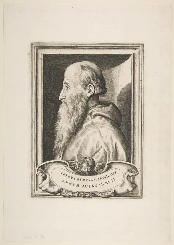 Portrait of Cardinal Pietro Bembo facing left Wall Art by Giulio Bonasone - High-Resolution Digital Print