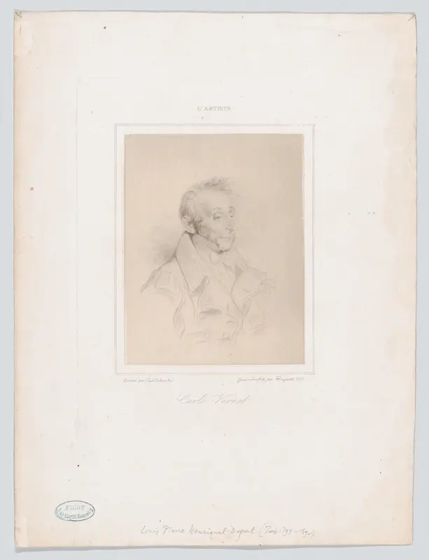 Portrait of Carle Vernet, from "L'Artiste" Wall Art by Louis Pierre Henriquel-Dupont - High-Resolution Digital Print