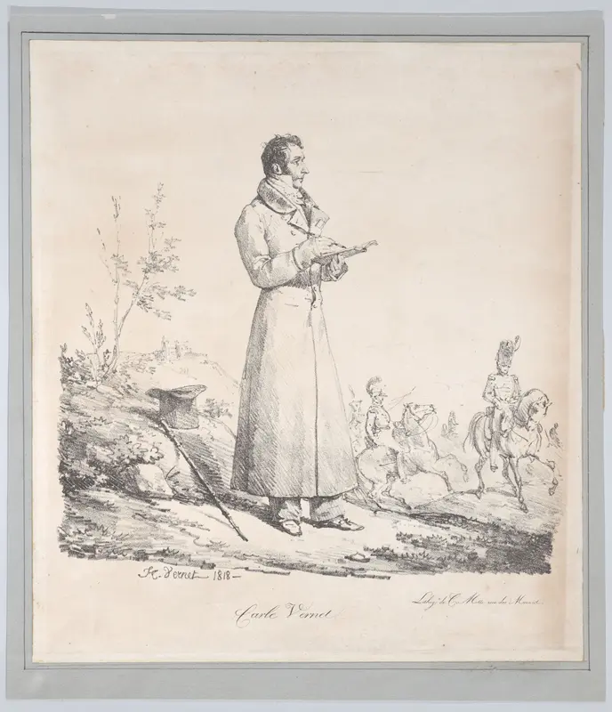 Portrait of Carle Vernet Sketching Wall Art by Horace Vernet - High-Resolution Digital Print
