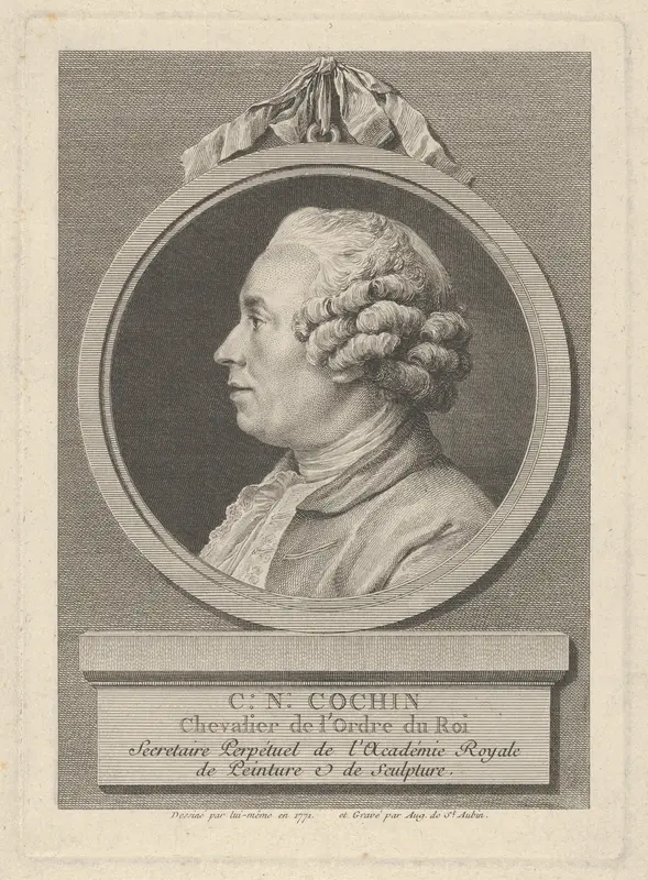 Portrait of Charles-Nicolas Cochin II Wall Art by Augustin de Saint-Aubin - High-Resolution Digital Print