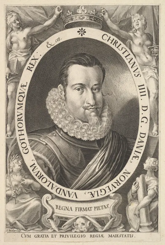 Portrait of Christian IV, King of Denmark Wall Art by Jan Muller - High-Resolution Digital Print