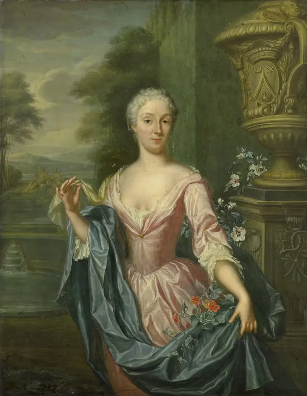 Portrait of Claudine van Royen (born 1712), Wife of Pieter Teding van Berkhout Wall Art by Hieronymus van der Mij - High-Resolution Digital Print