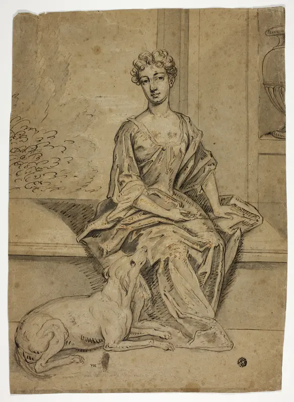 Portrait of Court Lady with Mastiff Wall Art by Godfrey Kneller - High-Resolution Digital Print
