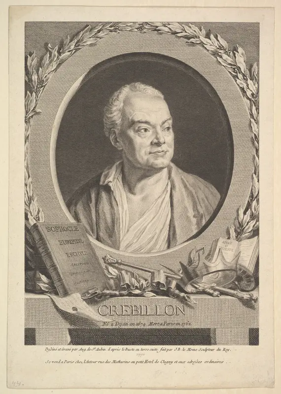 Portrait of Crébillon Wall Art by Augustin de Saint-Aubin - High-Resolution Digital Print