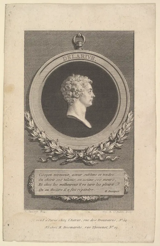 Portrait of De Larive Wall Art by Augustin de Saint-Aubin - High-Resolution Digital Print