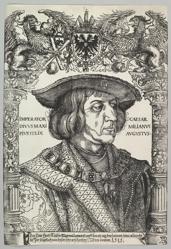 Portrait of Emperor Maximilian I Wall Art by Hans Weiditz the Younger - High-Resolution Digital Print