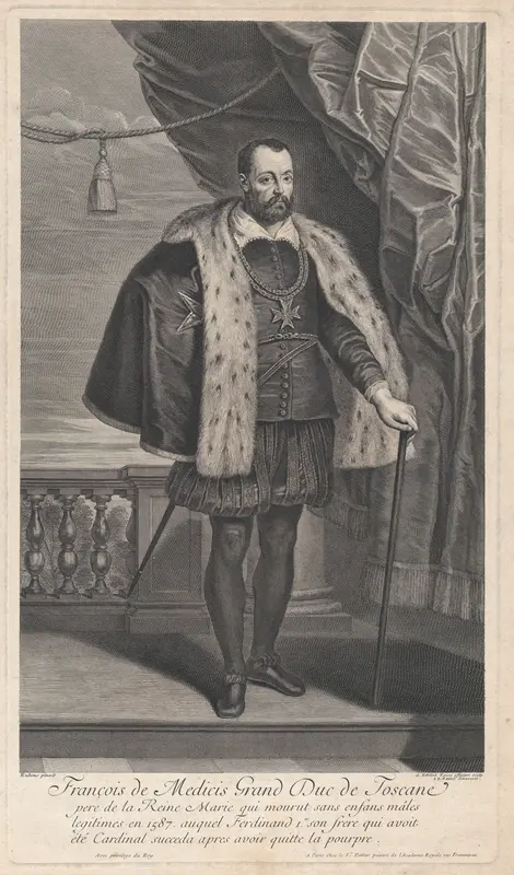 Portrait of Francesco I de' Medici, Grand Duke of Tuscany Wall Art by Gérard Edelinck - High-Resolution Digital Print