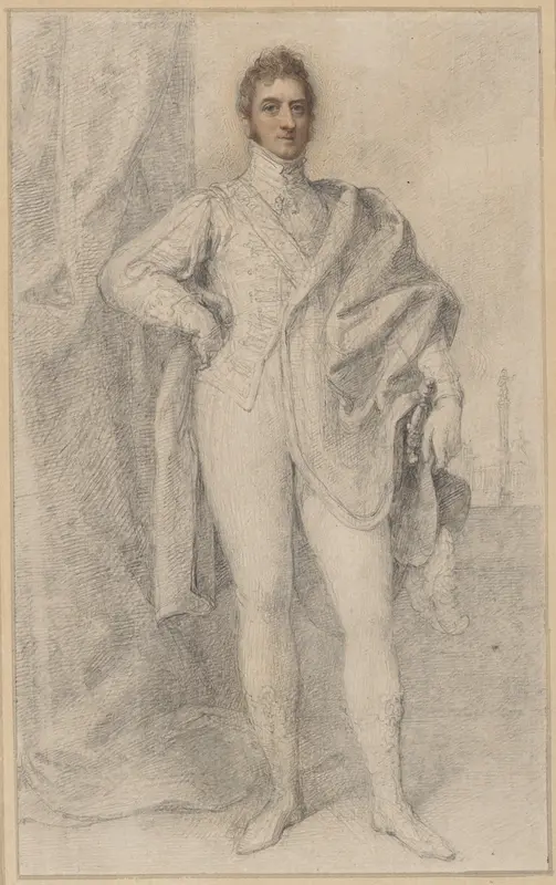 Portrait of George, 5th Duke of Marlborough, with Blenheim Palace in the Distance Wall Art by Richard Cosway - High-Resolution Digital Print