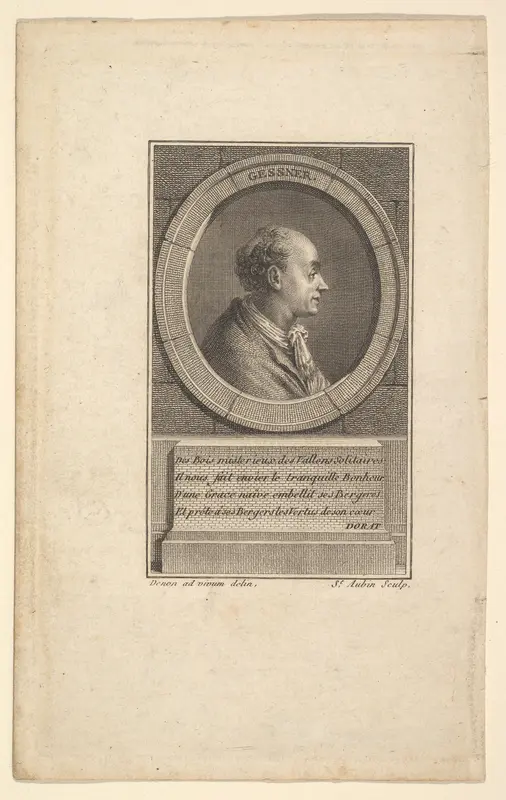 Portrait of Gessner Wall Art by Augustin de Saint-Aubin - High-Resolution Digital Print