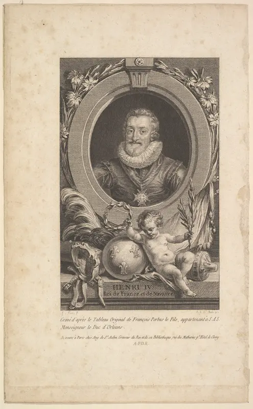 Portrait of Henri IV Wall Art by Augustin de Saint-Aubin - High-Resolution Digital Print