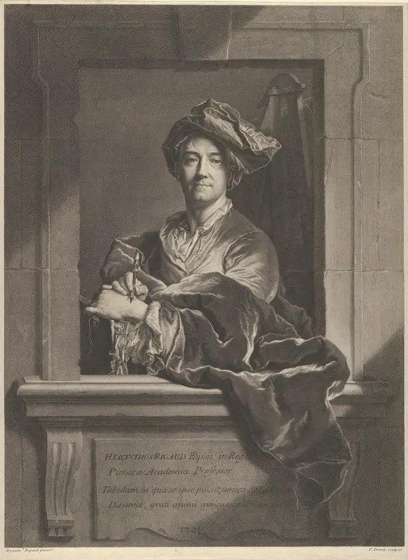 Portrait of Hyacinthe Rigaud Wall Art by Pierre Imbert Drevet - High-Resolution Digital Print