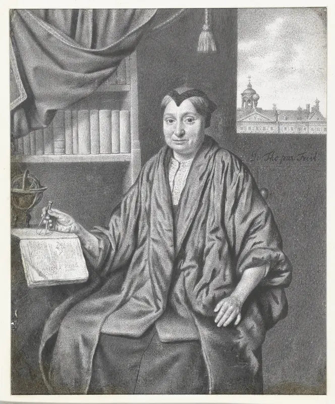 Portrait of Ida Block (1632-1693), Seated with Astronomical Instruments Wall Art by Jan Thopas - High-Resolution Digital Print