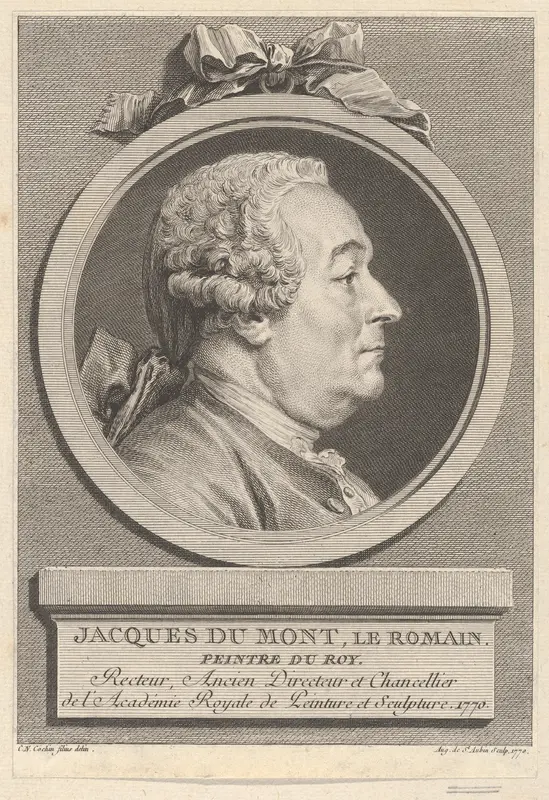 Portrait of Jacques Du Mont, Le Romain Wall Art by Augustin de Saint-Aubin - High-Resolution Digital Print