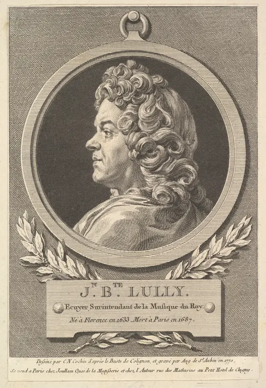 Portrait of Jean-Baptiste Lully Wall Art by Augustin de Saint-Aubin - High-Resolution Digital Print