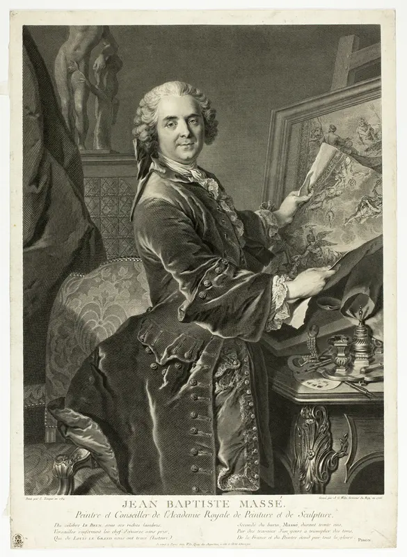 Portrait of Jean Baptiste Massé Wall Art by Johann Georg Wille - High-Resolution Digital Print
