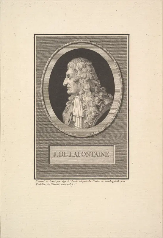 Portrait of Jean de la Fontaine Wall Art by Augustin de Saint-Aubin - High-Resolution Digital Print