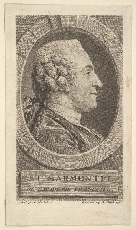 Portrait of Jean-Francoise Marmontel Wall Art by Augustin de Saint-Aubin - High-Resolution Digital Print