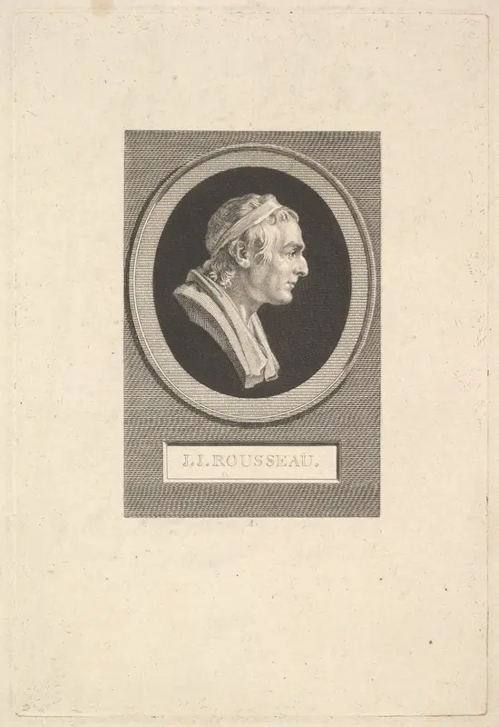 Portrait of Jean-Jacques Rousseau Wall Art by Augustin de Saint-Aubin - High-Resolution Digital Print