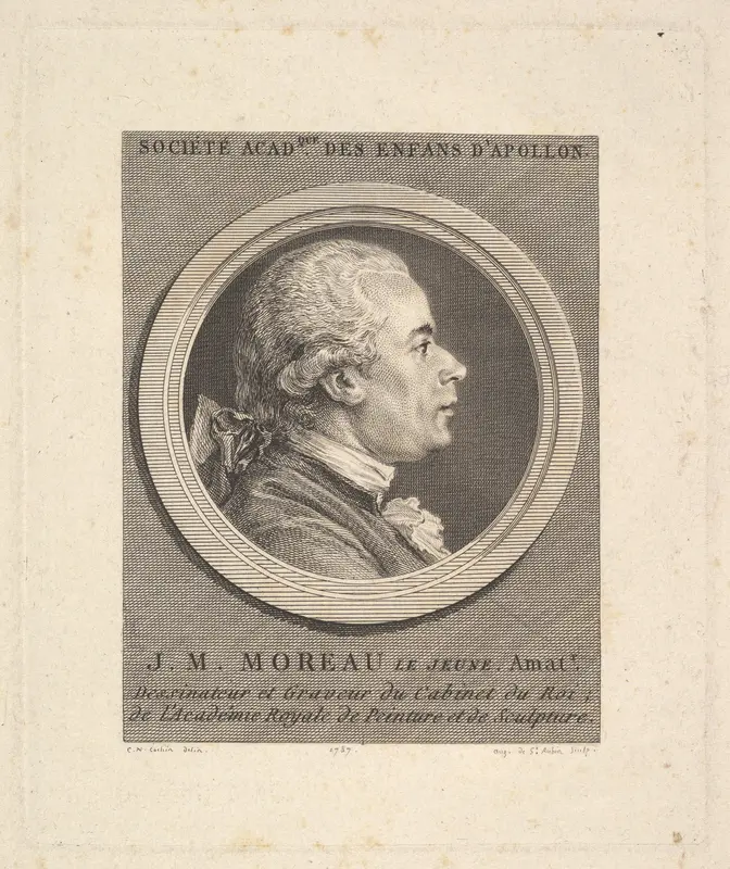 Portrait of Jean-Michel Moreau Wall Art by Augustin de Saint-Aubin - High-Resolution Digital Print