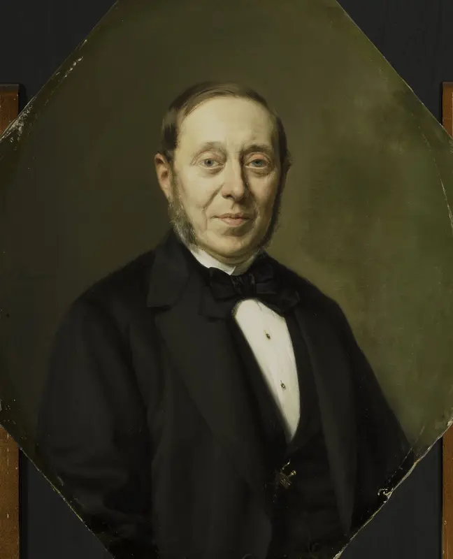Portrait of Johannes Cornelis van Pappelendam (1810-1884). Artist and Art Dealer. Superintendent of the Van der Hoop Museum Wall Art by Johan Heinrich Neuman - High-Resolution Digital Print