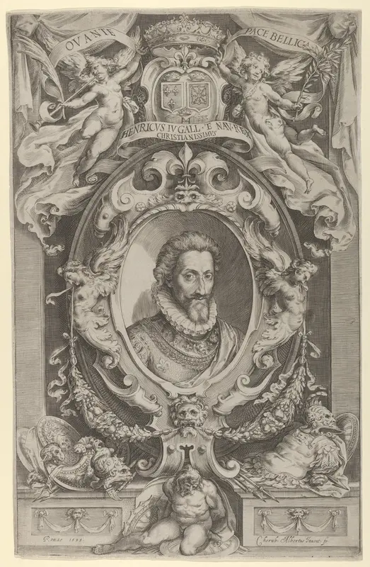 Portrait of King Henry IV of France in a decorative border Wall Art by Cherubino Alberti (Zaccaria Mattia) - High-Resolution Digital Print