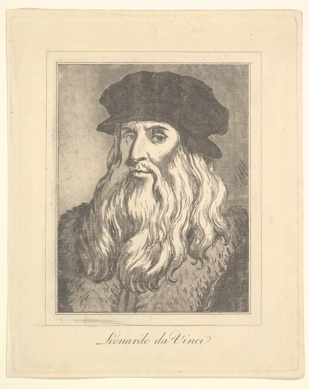 Portrait of Leonardo da Vinci, from "Characaturas by Leonardo da Vinci, from Drawings by Wincelslaus Hollar, out of the Portland Museum" Wall Art by Leonardo da Vinci - High-Resolution Digital Print