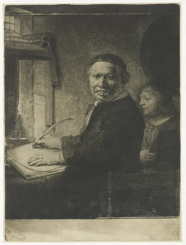Portrait of Lieven Willemsz van Coppenol, known as ‘The Smaller Plate’ Wall Art by Rembrandt van Rijn - High-Resolution Digital Print