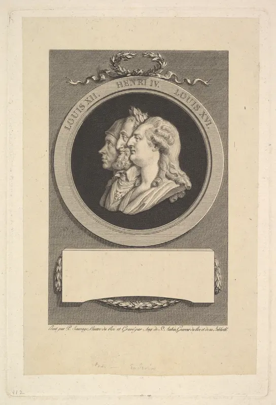 Portrait of Louis XVI, Henri IV, and Louis XII Wall Art by Augustin de Saint-Aubin - High-Resolution Digital Print