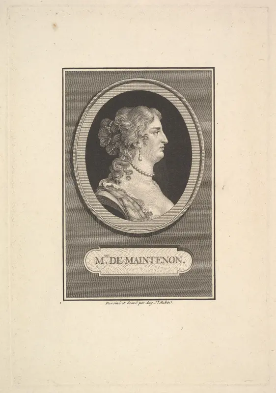 Portrait of Madame de Maintenon Wall Art by Augustin de Saint-Aubin - High-Resolution Digital Print