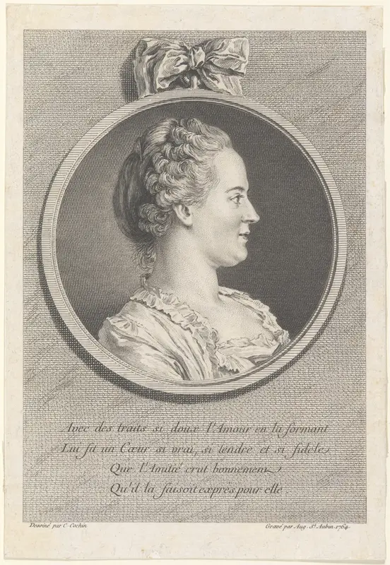 Portrait of Madame de Pompadour (Madame Le Normant d'Estiolles) Wall Art by Augustin de Saint-Aubin - High-Resolution Digital Print