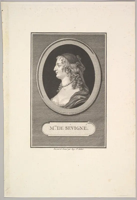 Portrait of Marie de Rabutin, Mise de Sévigné Wall Art by Augustin de Saint-Aubin - High-Resolution Digital Print