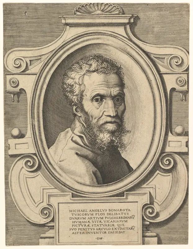 Portrait of Michelangelo Wall Art by Giorgio Ghisi - High-Resolution Digital Print
