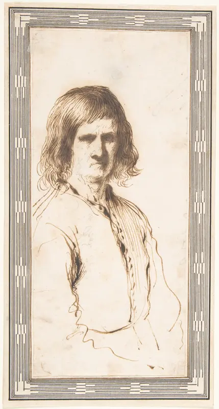 Portrait of Morose Man in Half-Length Wall Art by Guercino (Giovanni Francesco Barbieri) - High-Resolution Digital Print