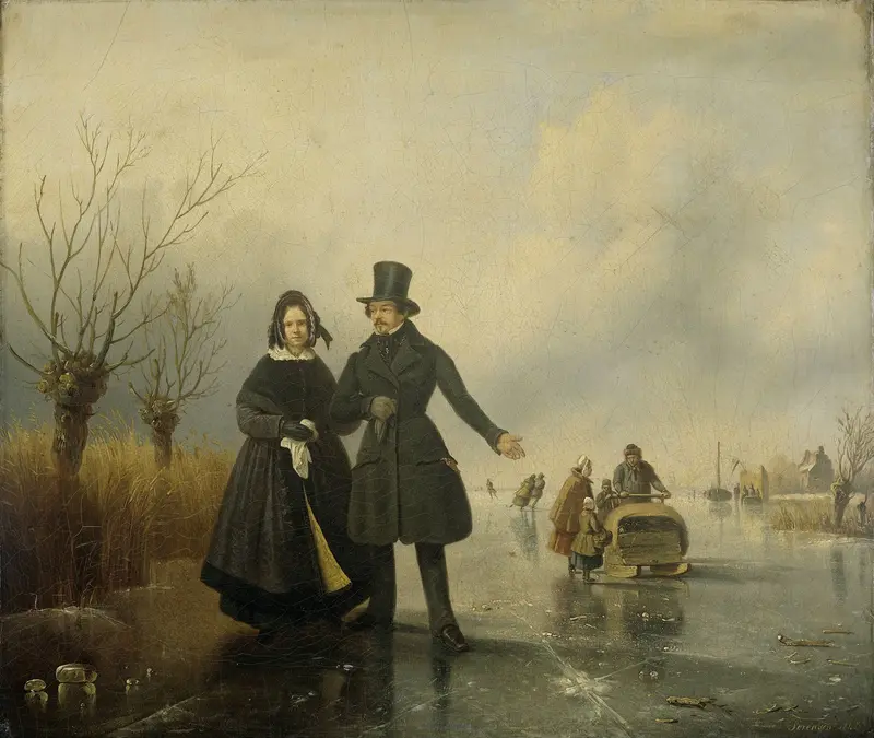 Portrait of Mr and Mrs Thijssen on the Ice Wall Art by Unknown - High-Resolution Digital Print