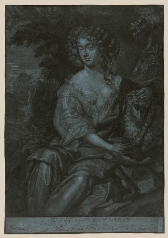 Portrait of Nell Gwyn as a Shedherdess Garlanding a Lamb Wall Art by Herman Hendrik Quiter - High-Resolution Digital Print