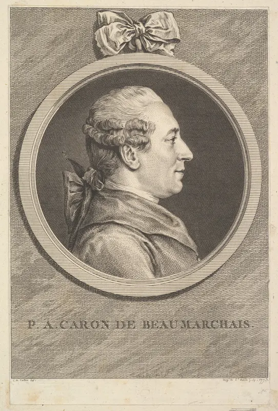 Portrait of P. A. Caron de Beaumarchais Wall Art by Augustin de Saint-Aubin - High-Resolution Digital Print