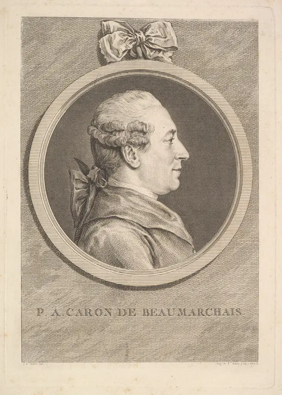 Portrait of P.A. Caron de Beaumarchais Wall Art by Augustin de Saint-Aubin - High-Resolution Digital Print
