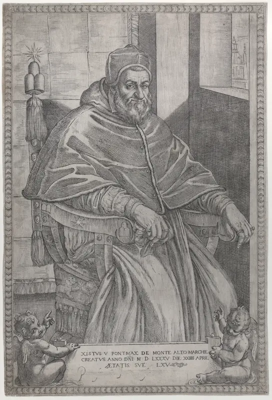 Portrait of Pope Sixtus V Wall Art by Pietro Facchetti - High-Resolution Digital Print
