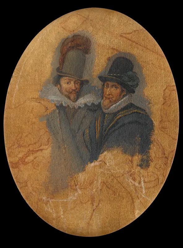 Portrait of Princes Maurits (1567-1625) and Frederik Hendrik (1584-1647) Wall Art by Adriaen Pietersz van de Venne - High-Resolution Digital Print