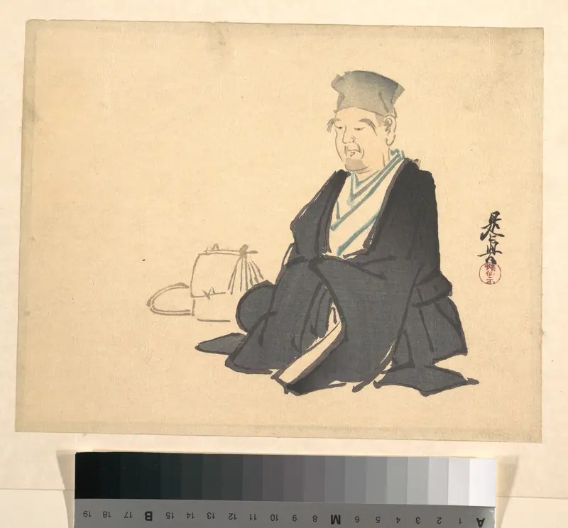Portrait of Rikyū (?) Wall Art by Shibata Zeshin - High-Resolution Digital Print