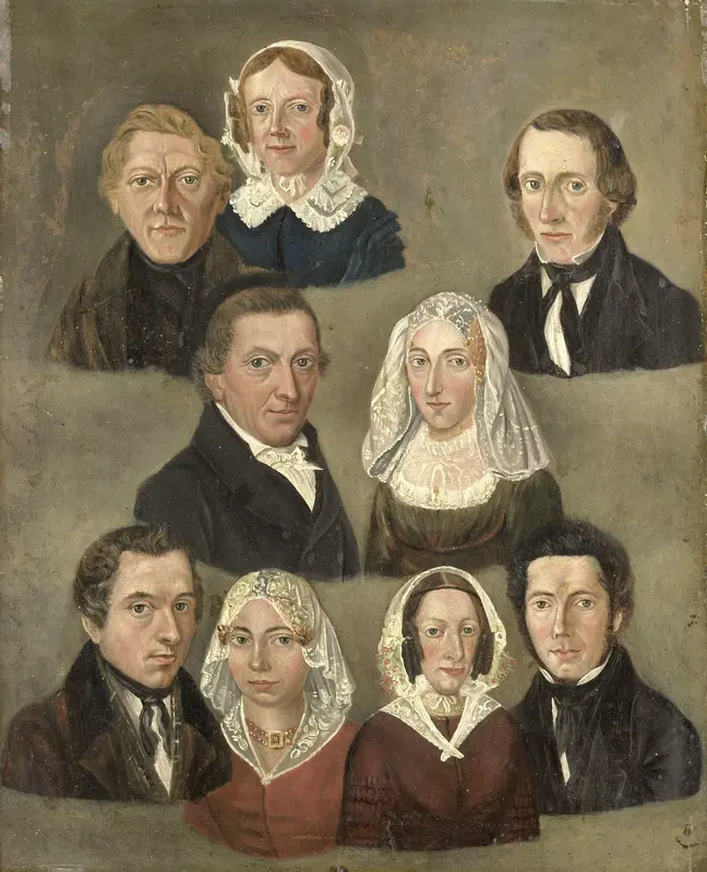 Portrait of the Artist's Parents, Douwe Martens Teenstra and Barber Hindriks Siccama with Members of the Family Wall Art by Kornelis Douwes Teenstra - High-Resolution Digital Print