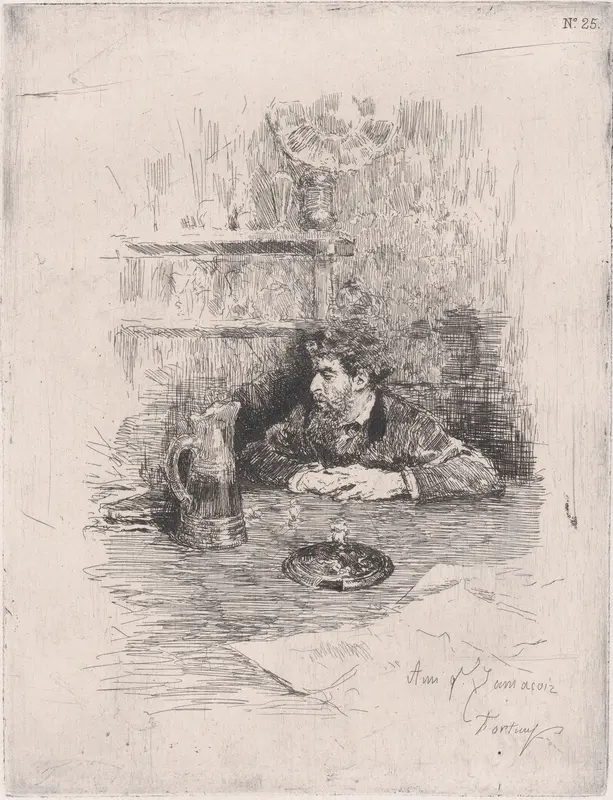 Portrait of the painter Eduardo Zamacois seated at a table Wall Art by Mariano Fortuny, 1838–1874 - High-Resolution Digital Print