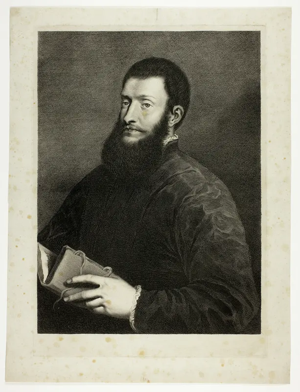 Portrait of the Poet Pietro Aretino, from Cabinet Reynst; Variarum imaginum a celeberrimis artificibus pictarum Caelaturae (Cabinet Reynst: Engravings of various images painted by famous artists) Wall Art by Cornelis van Dalen, II - High-Resolution Digital Print