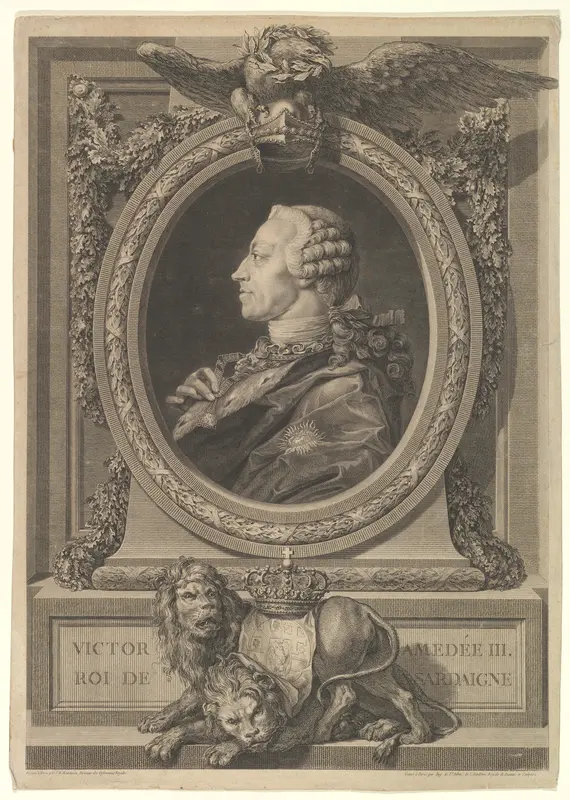 Portrait of Victor Amédée, roi de Sairdaigne Wall Art by Augustin de Saint-Aubin - High-Resolution Digital Print