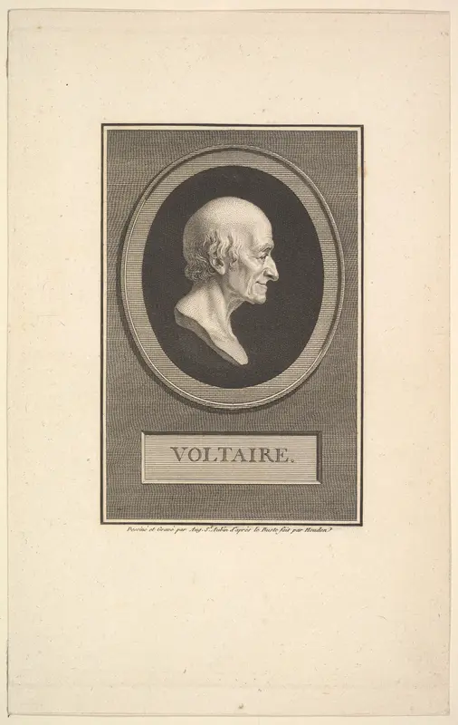 Portrait of Voltaire Wall Art by Augustin de Saint-Aubin - High-Resolution Digital Print