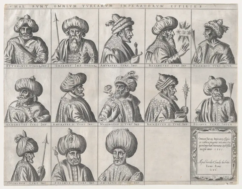 Portraits of Turkish Sultans, from "Speculum Romanae Magnificentiae" Wall Art by Anonymous - High-Resolution Digital Print