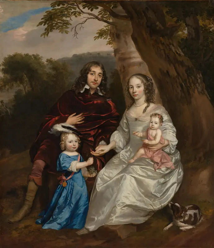 Portret Govert van Slingelandt (1623-90), zijn eerste vrouw Christina van Beveren (1632-1656) en hun beide zoontjes Wall Art by Unknown - High-Resolution Digital Print