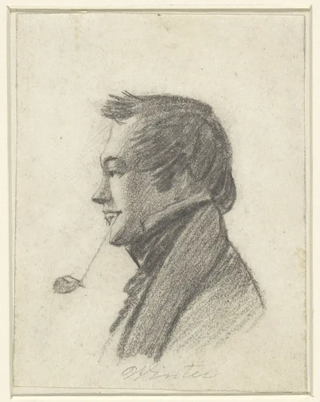 Portret van Abraham Hendrik Winter, en profil met pijp in de mond Wall Art by Gijsbertus Craeyvanger - High-Resolution Digital Print
